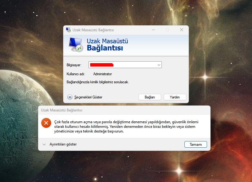 windows rdp kilit koruması